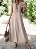 Women Plain V Neck Sleeveless Comfy Casual Maxi Dress