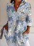 Shirt Collar Long Sleeve Cashew Flowers Regular Loose Shirt For Women