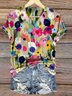 Casual Floral V Neck Short Sleeve T-shirt