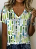 Casual Geometric V Neck Short Sleeve T-shirt
