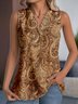 Casual V Neck Floral Tank Top