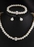 Creative Jewelry Imitation Pearl Necklace Bracelet Earrings Set Three Pieces
