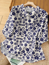 Shirt Collar Three Quarter Sleeve Floral Regular Loose Shirt For Women