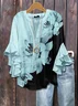 V Neck Half Sleeve Floral Printing Regular Loose Shirt For Women
