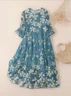 Women Floral Spring/Fall Dress Crew Neck Three Quarter Sleeve A-Line Dress
