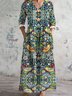 Women Floral Spring/Fall Dress Crew Neck Long Sleeve A-Line Dress