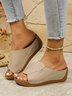Vintage Plain Zipper Low Heel Slide Sandals