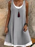 Women Plain Summer Dress Crew Neck Sleeveless Tank X-Line Dress