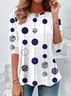 Casual Polka Dots Crew Neck Long Sleeve T-shirt
