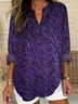V Neck Long Sleeve Floral Printing Regular Loose Blouse For Women