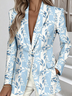 Women Geometric Spring/Fall Outerwear Simple Long Sleeve Lapel Collar Regular Blazer
