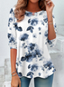 Casual Floral Crew Neck Long Sleeve T-shirt