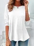 Casual Plain Crew Neck Long Sleeve T-shirt