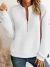 Casual V Neck Plain Sweatshirt
