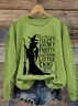 Halloween Witch Art Pattern Casual Crew Neck Sweatshirt