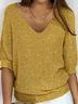 Women's Sweater Casual Plain Simple 3/4 Length Sleeve Knit Top