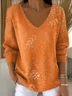 Women Cotton Floral Long Sleeve Comfy Casual Sweater