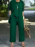 Women Plain Split Joint Matching Outfit Commuting Long Sleeve Casual Spring/Fall Multi-Piece Set Matching Set
