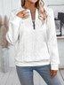 Casual V Neck Plain Sweatshirt