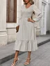 Women Geometric Spring/Fall Dress V Neck Long Sleeve A-Line Dress