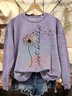 Women's Just Breathe Dandelion Print Casual Crew Neck Sweatshirt