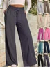Women Plain Long Elastic Waist Pants Casual Spring/Fall Trousers