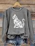 Vintage Cute Cat Art Print Crew Neck Comfy Sweatshirt