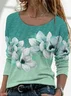 Casual Floral Crew Neck Long Sleeve T-shirt