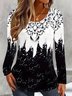 Casual Floral Crew Neck Long Sleeve T-shirt