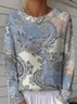 Women Paisley Long Sleeve Comfy Vintage Sweater