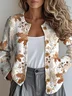 Women Knitted Maple Leaf Long Sleeve Comfy Vintage Cardigan