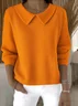 Women Cotton Plain Long Sleeve Comfy Casual Sweater