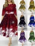 Women Christmas Spring/Fall Dress Crew Neck Three Quarter Sleeve A-Line Dress