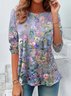 Casual Floral Crew Neck Long Sleeve T-shirt