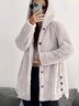 Women Spring/Fall Outerwear Casual Plain Long Sleeve Teddy Fleece Hoodie Jacket