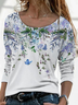 Casual Floral Crew Neck Long Sleeve T-shirt