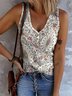 Casual V Neck Floral Tank Top