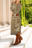 Women Floral Spring/Fall Dress Crew Neck Long Sleeve T-Shirt Dress A-Line Dress