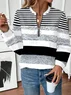 Casual Crew Neck Striped Sweatshirt Printing