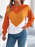 Women Cotton Geometric Long Sleeve Comfy Casual Sweater