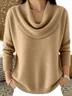 Women Cotton Plain Long Sleeve Comfy Casual Sweater