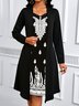 Women Geometric Spring/Fall Dress V Neck Long Sleeve A-Line Dress