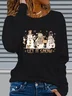 Casual Christmas Snowman Crew Neck Long Sleeve T-shirt