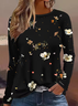 Casual Floral Crew Neck Long Sleeve T-shirt