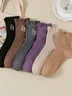 Cotton Embroidery Sweat-absorbent Trendy Japanese Style Cute Fungus Lace Mid-tube Women's Socks Breathable Pile Socks