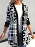 Women Spring/Fall Outerwear Casual Printing Geometric Long Sleeve Wrap Jacket