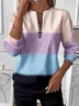 Casual Crew Neck Multicolor Block Sweatshirt Printing