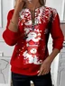 Casual Crew Neck Christmas Snowman Sweatshirt Printing