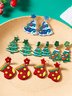 Christmas Earrings Fashion Acrylic Print Christmas Tree Christmas Stockings Gloves Stitching Earrings Christmas Holiday Party Earrings