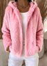 Women Winter Outerwear Casual Plain Long Sleeve Hoodie Jacket
